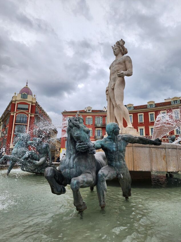 The once ridiculed Fontaine du Soleil in Nice has a tumultuous past… and it has nothing to do with Mars manhandling horses. Photo by Ryan Adams.