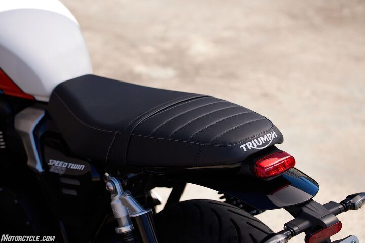 Initially it might sound strange to make a taller seat standard for a refreshed model, but my 30-inch inseam didn’t have any issues touching the ground with both feet. The svelte nature of the bike certainly makes that job easier. However, if you feel the need, Triumph offers a low seat.
